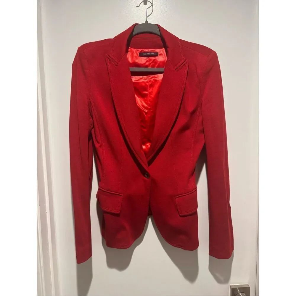 Plein Sud Jeanius red jersey knit blazer jacket size us 8 / fr 40